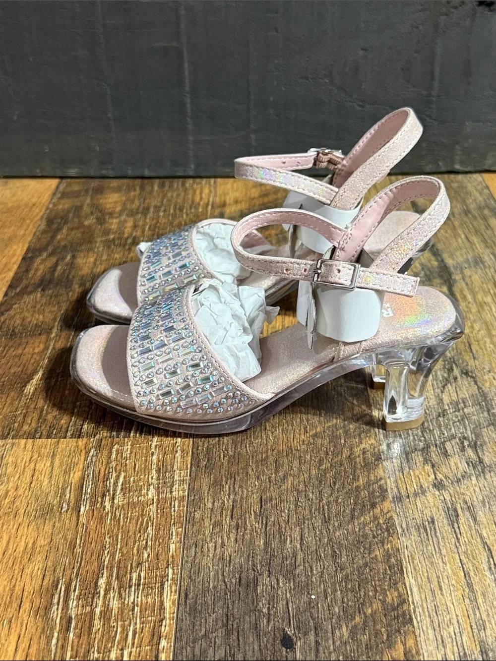 Kenneth Cole Reaction Girls Cinderella Shine Rhinestone Heels Size 11